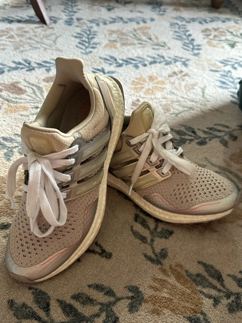 adidas Women's Ultraboost Beige and White Running Sneakers